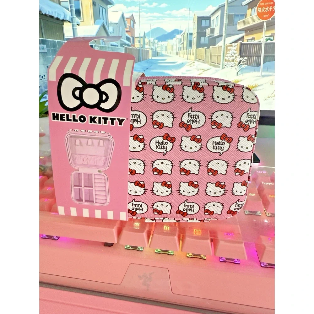 Sanrio Hello Kitty Case Zipper Multi 2024Square Pink Jewelry Travel Storage